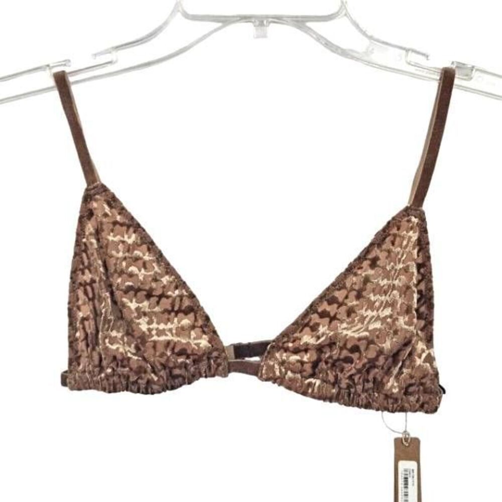 SKIMS TRIANGLE FLOCKED LOGO BRALETTE NWT